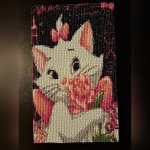 Finished white cat diamond painting